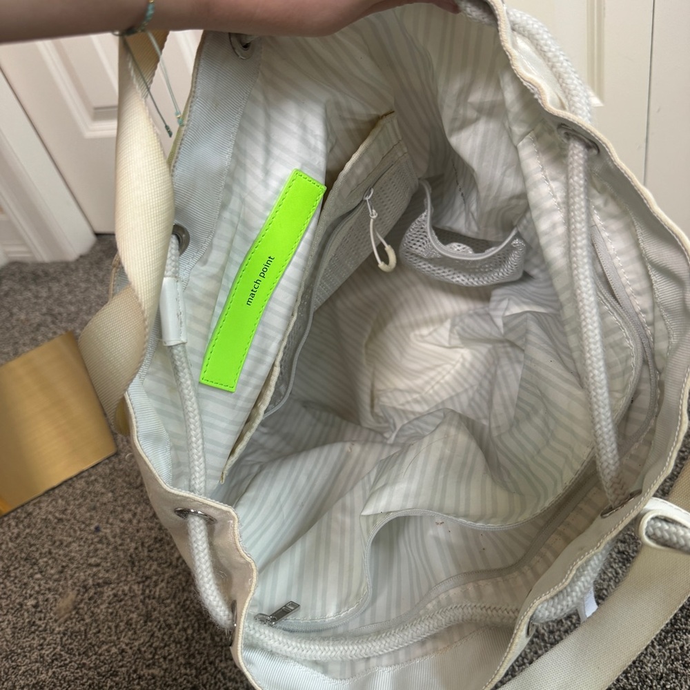 Lululemon Rally Backpack White Neon Green Drawstring Bucket Bag Athletic Gym - Picture 11 of 16